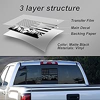 Vista 5 de Adhesivo para ventana trasera media de Chevy Silverado Sierra 2004-2018 Bandera de Estados Unidos de montaña de vinilo adhesivos mate negro