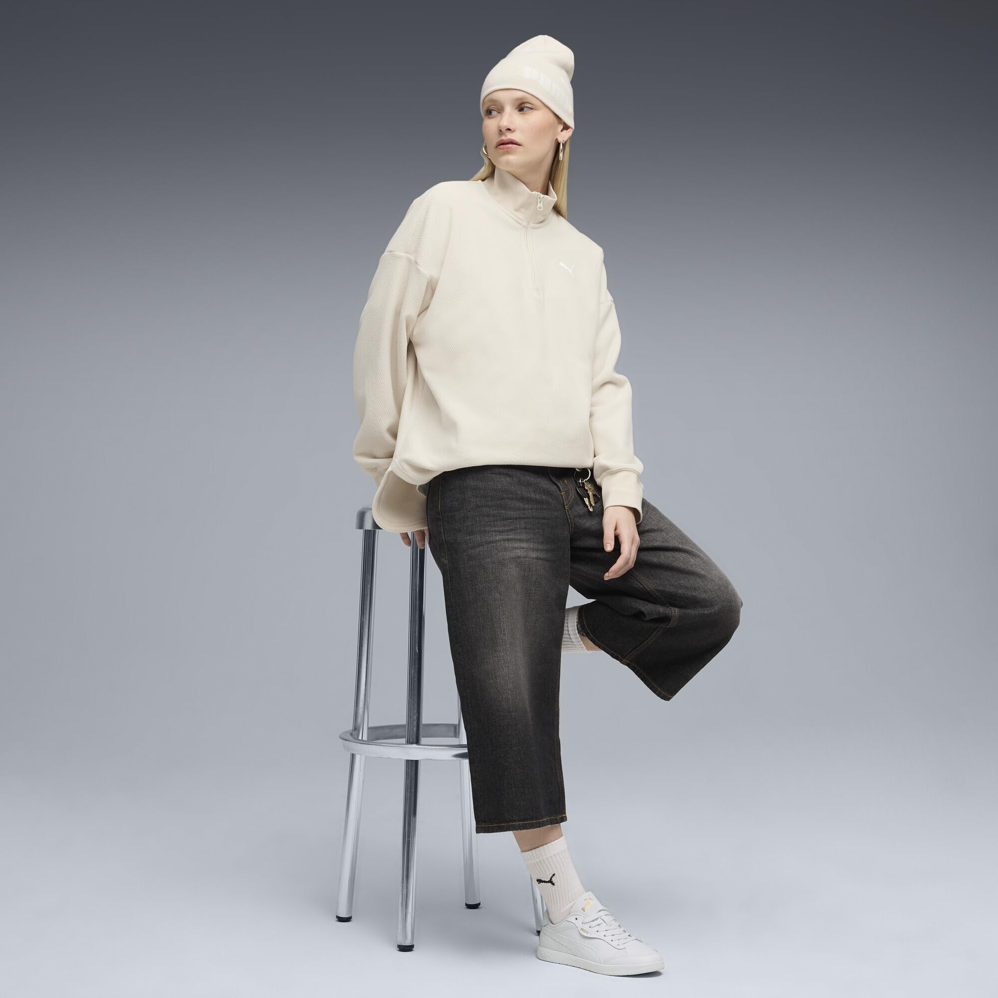 PUMA Her - Sudadera Extragrande con Media Cremallera para Invierno