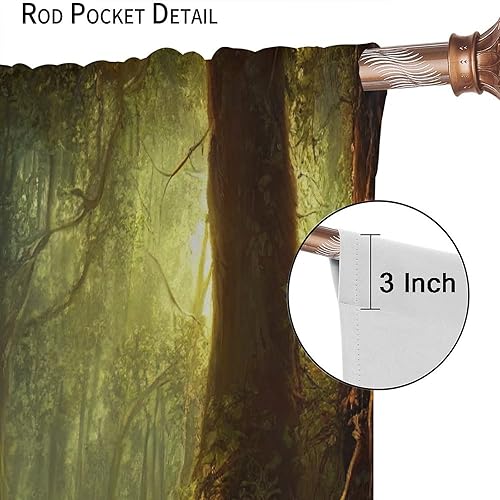 Miniatura 6 de Cortinas de bosque misterioso, luz del sol también bosque tropical, pintura al óleo, estilo dormitorio, sala de estar, decoración impresa, 2