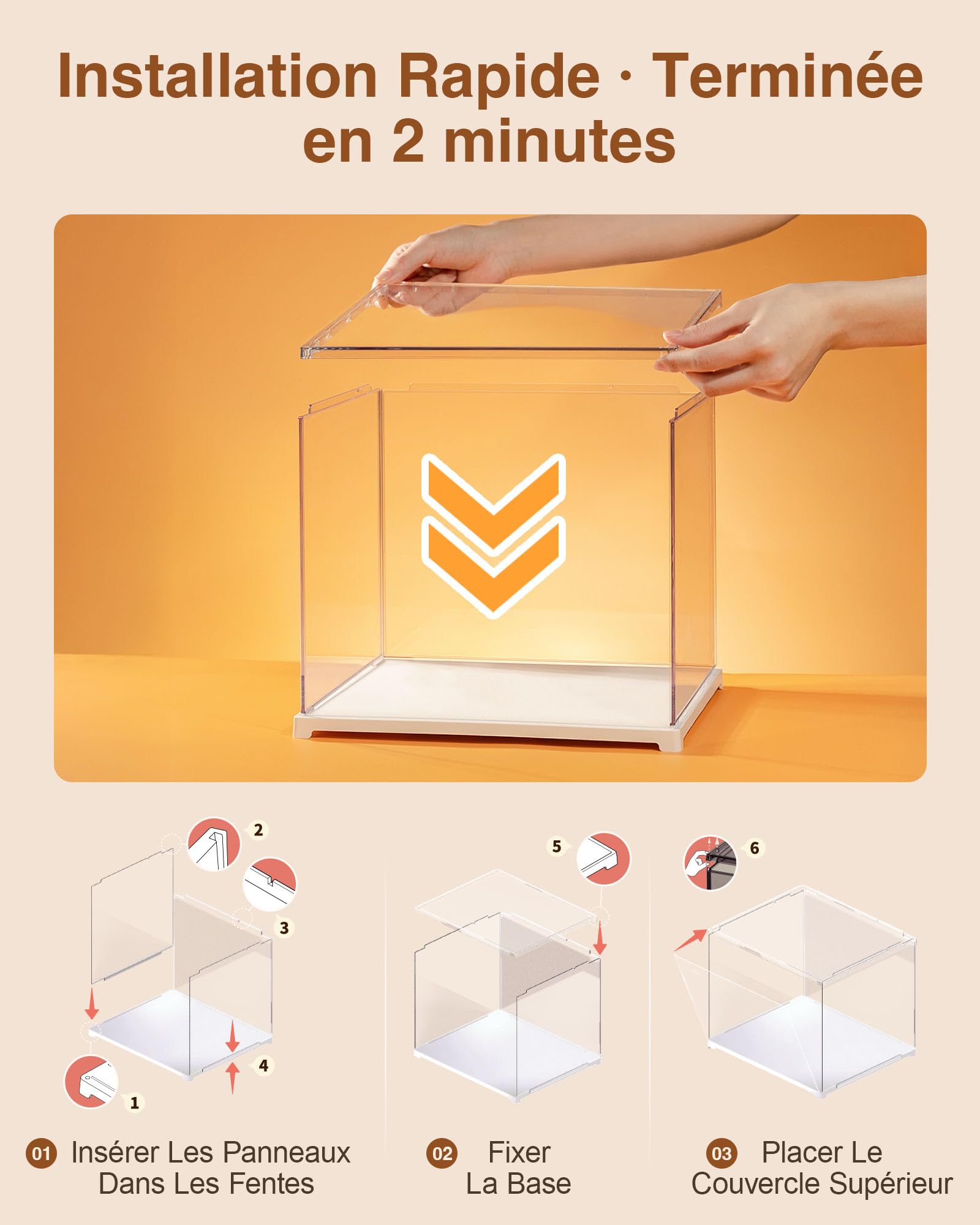 Rolife Vitrine Acrylique pour Collection 23 x 23 x 29.2 CM, Boîte Transparente de Présentation pour Book Nook, Maison Miniature DIY, Puzzle 3D et Figurines d'action, Anti-poussière pour Rangement