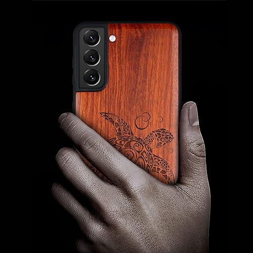 Miniatura 9 de Carveit Funda de madera para Galaxy S22 Ultra madera natural y TPU suave negro a prueba de golpes, diseño único de madera compatible con Samsung S22