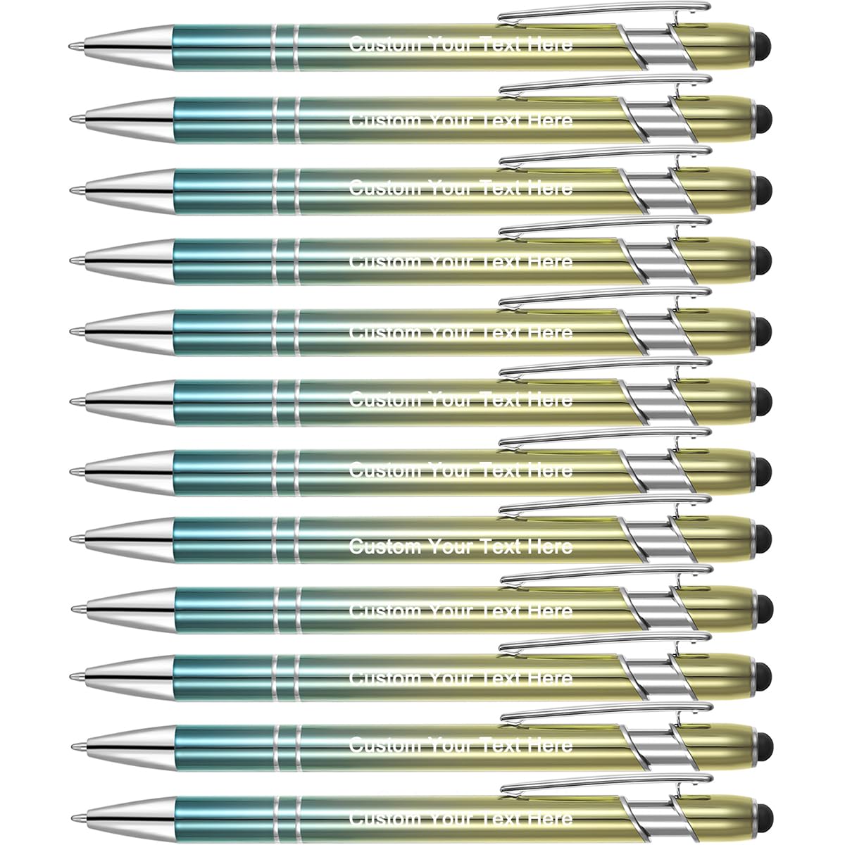Zoonnis 24 Pcs Personalised Ballpoint Pens with Stylus Tips for Business Personalized Engraved Pen In Bulk for Women Men with Name Text Custom Pen Writing Customised Pen With Black Ink for School