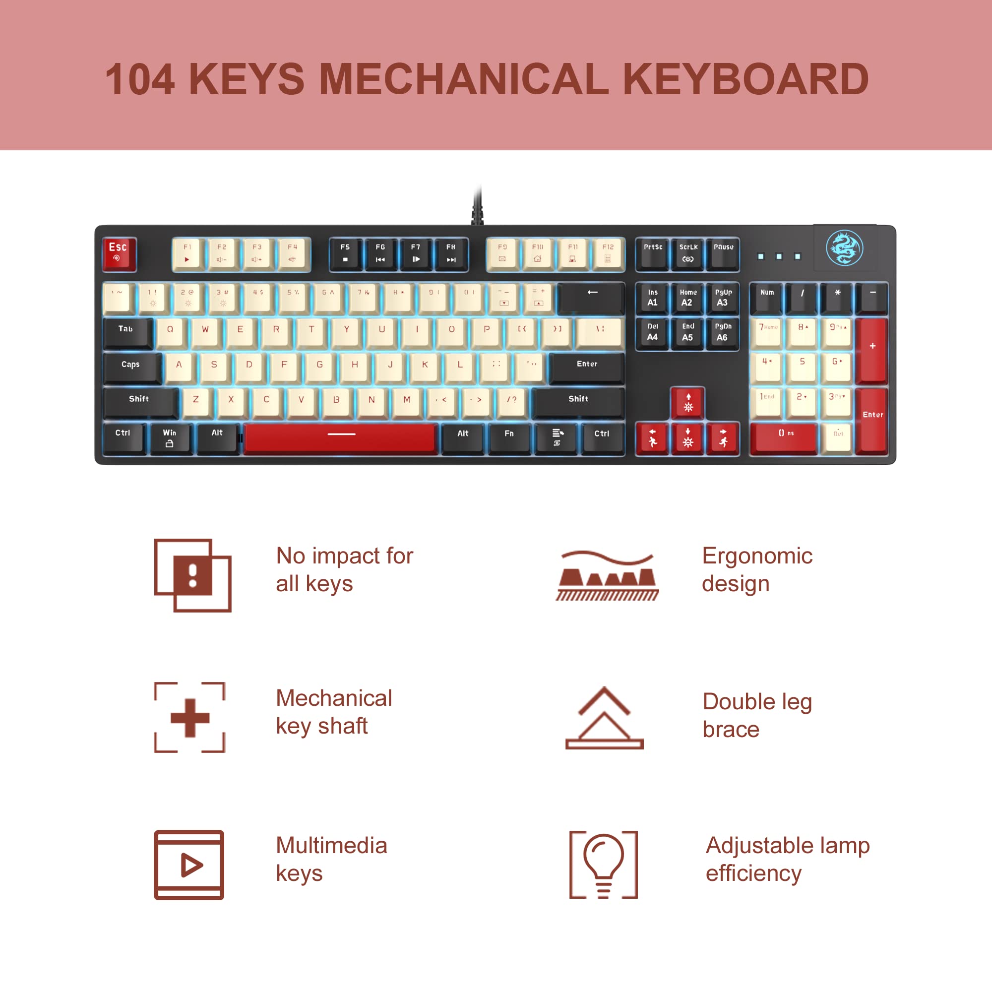 Snapklik.com : MageGee Mechanical Gaming Keyboard MK-Armor LED Blue ...