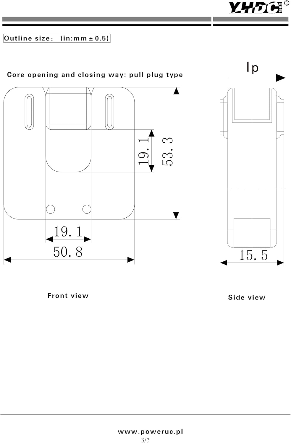 YHDC SCT019 Typical Technical Index and Electrical Parameters