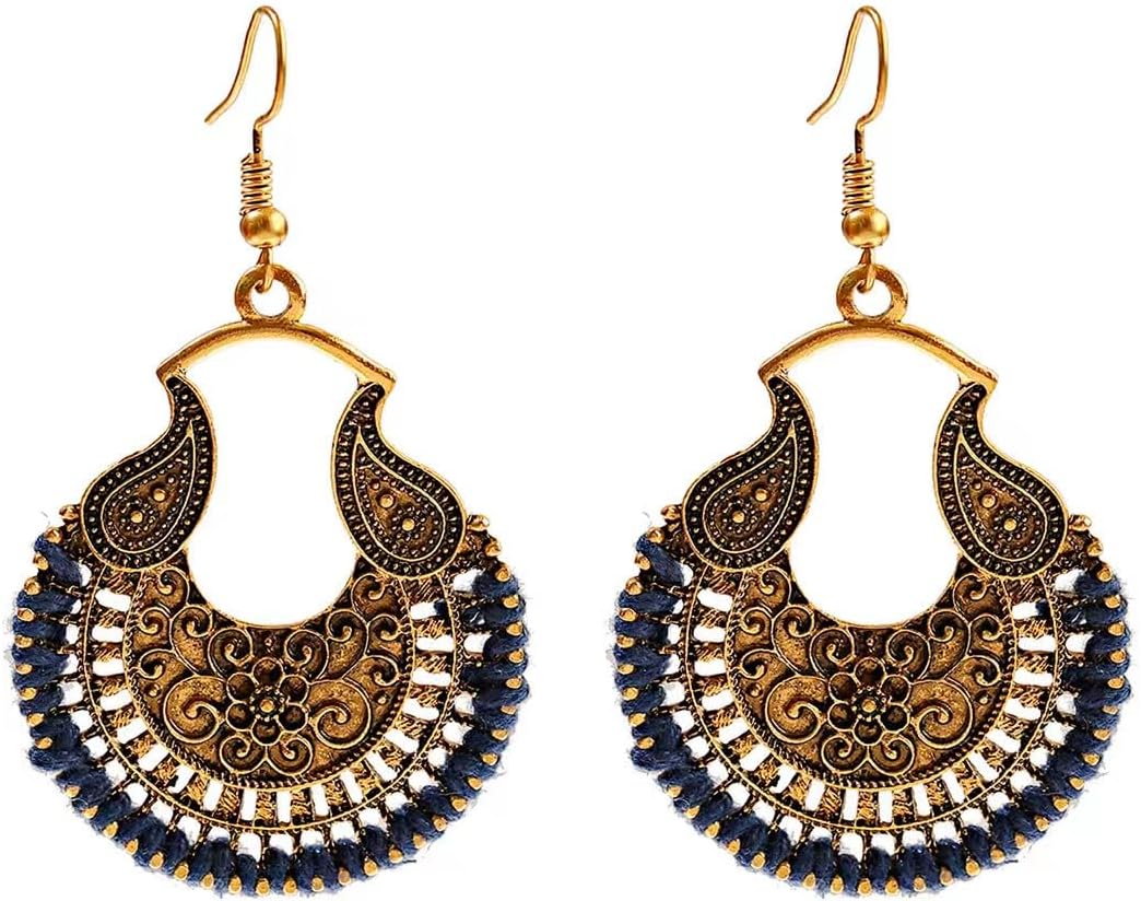 Silver/Gold Boho Dangle Statement Earrings for Women Trendy,Handmade Vintage Dainty...
