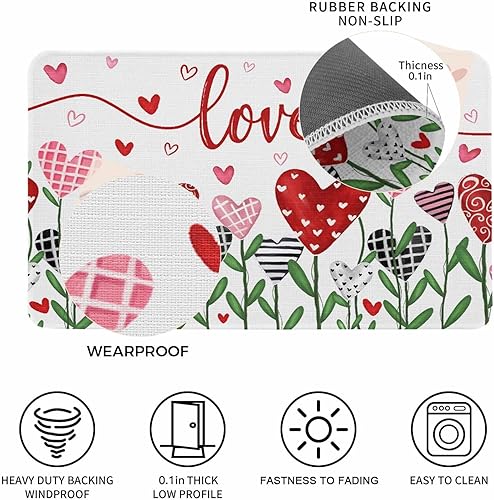 Vista 146 de Tapete de Feliz Navidad, tapete antideslizante para puerta delantera, baño, cocina, dormitorio, patio, entrada, 16 x 24 pulgadas, rojo, negro y verde