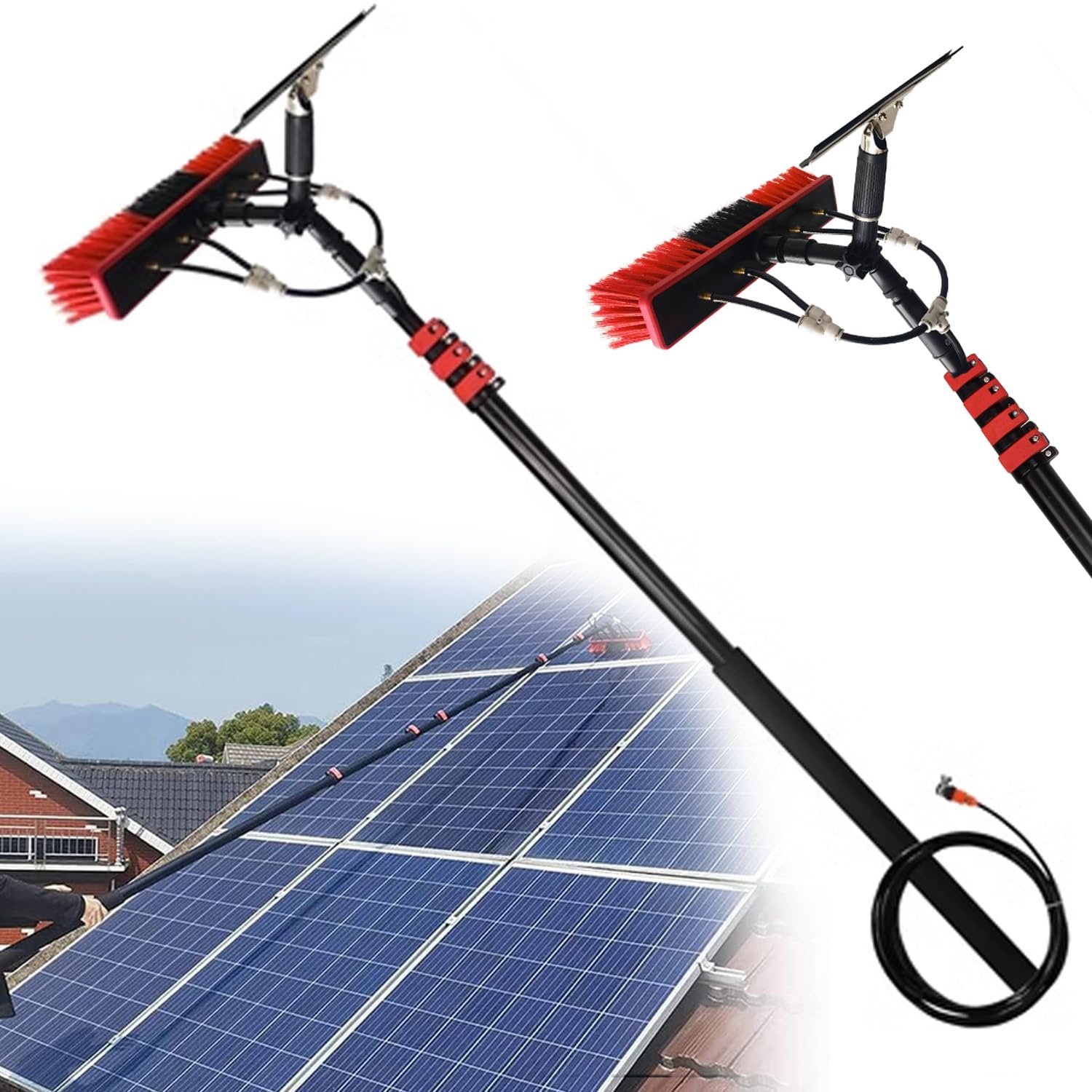 Window Cleaning Pole,Photovoltaic Cleaning Brush, Outdoor Window Washing Kit With Extension Pole, Solar Panels Cleaning Brush,For Photovoltaic Panel Cleaning And Solar Panels,5.4M/,Size_Name-10.8M/36