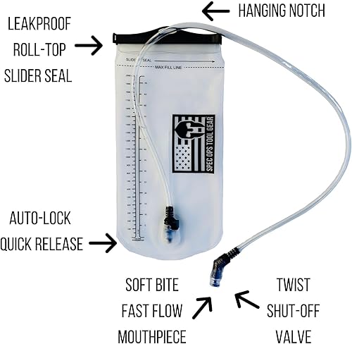 Miniatura 2 de Spec Ops Tool Gear Bolsa de hidratación a prueba de fugas de 2 litros, bolsa de agua militar, paquete de camello para senderismo, ciclismo,