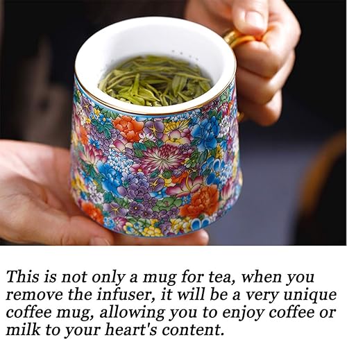 Miniatura 6 de Taza de té de porcelana con infusor – Taza de té de cerámica china Jingdezhen Sistema de preparación de té de hojas sueltas para oficina en casa