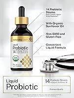 Vista 4 de Doctor's Way Probiótico líquido 2 onzas líquidas 14 cepas probióticas con aceite de girasol orgánico Suplemento sin OMG