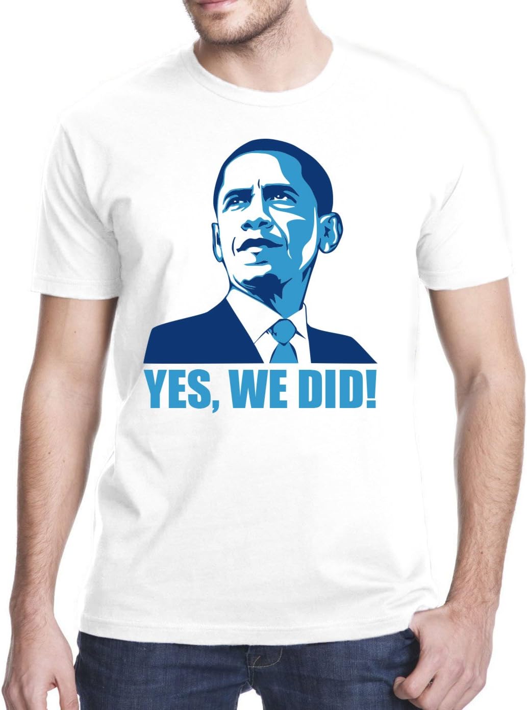 Obama Yes We Did! T-Shirt, Large, White