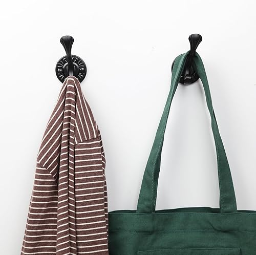 Miniatura 8 de 5 ganchos negros para abrigos montados en la pared, ganchos de pared negros mate con tornillos, ganchos de metal negro mate para toallas para baños,