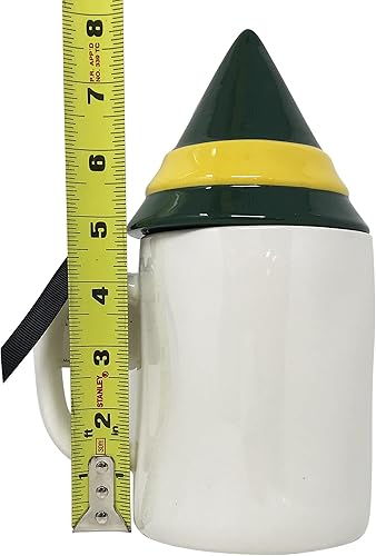 Miniatura 2 de Rae Dunn Taza de cerámica de Navidad con tapa decorativa (Papa Elf/Blanco)