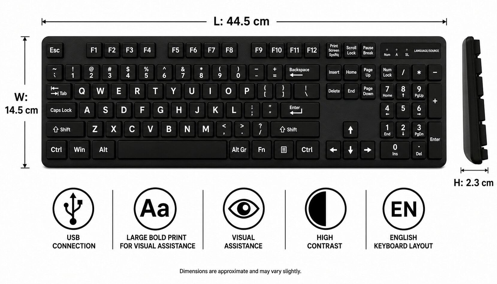 Tastiera francese con stampa grande, layout francese azerty, tastiere USB cablate per computer per ipovedenti e ipovedenti