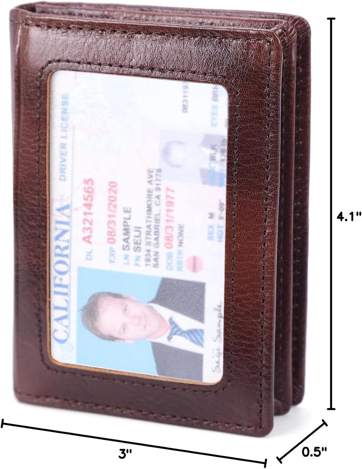 RFID Blocking Front Pocket Minimalist Slim Leather Bifold Wallet Credit Card Case Holder ID Window - Image 10