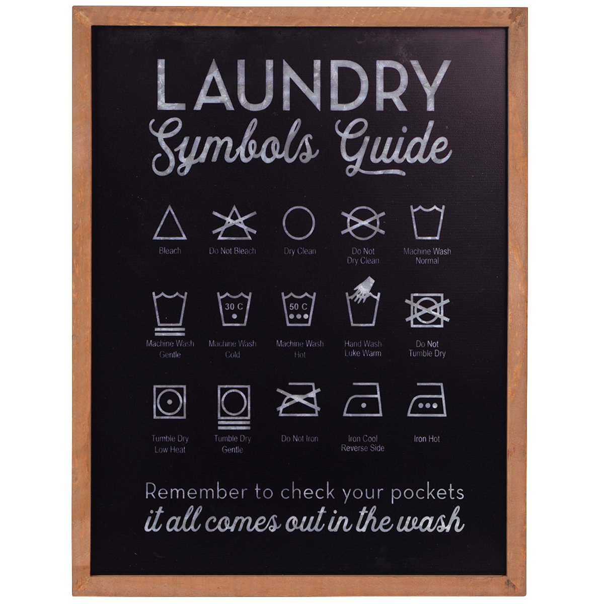 Photo 1 of **DAMAGED** NIKKY HOME Laundry Symbols Sign, 18 x 14 inch Farmhouse Black Metal Laundry Room Decor Guide Wall Art, Vintage Wooden Framed Pictures Hanging Plaque