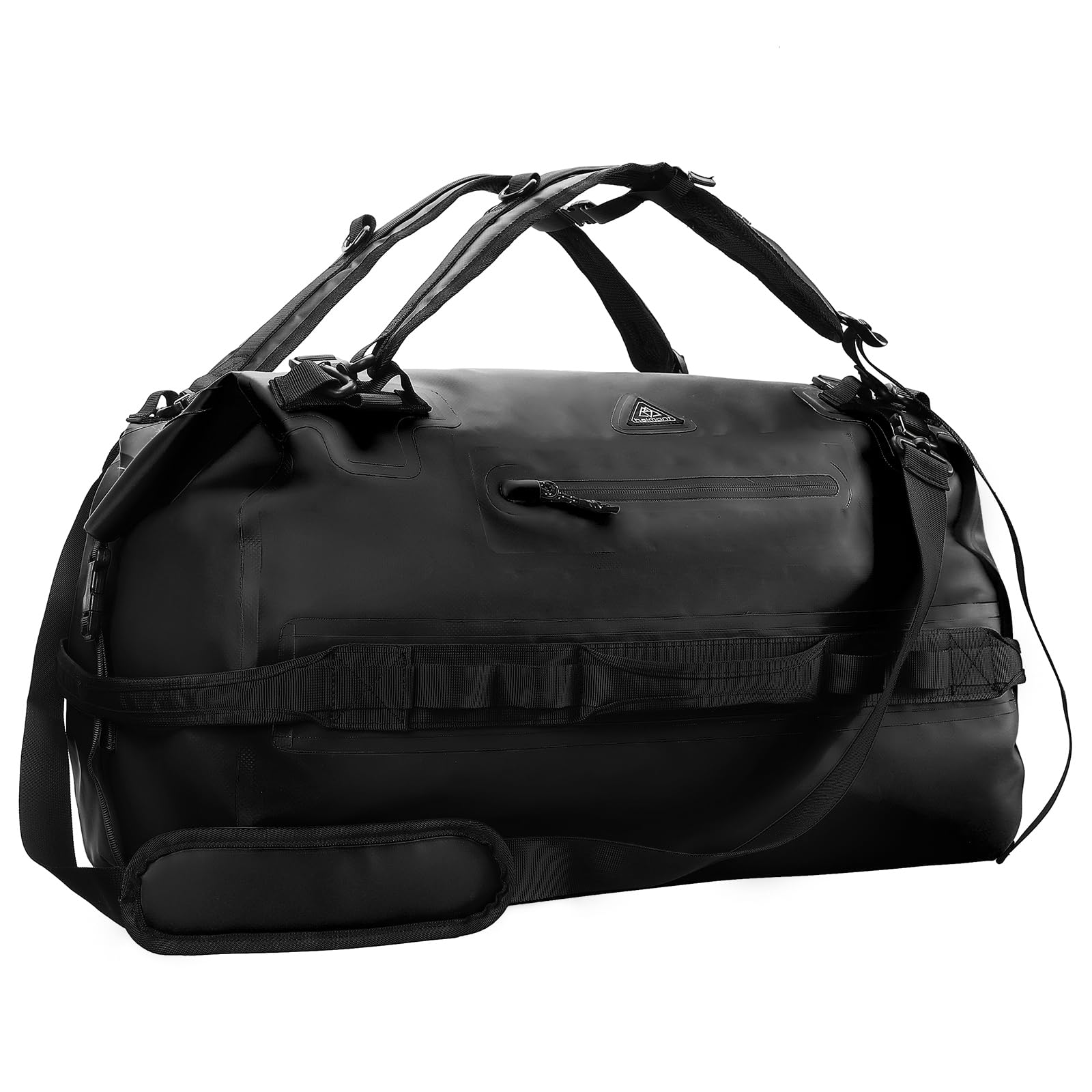 Haimont Sac de voyage étanche IPX7 Rolltop Dry Duffel Bag Sac à dos, Noir , 60L, Sac de transport | Sac de sport étanche 60/90 L pour bateau, kayak, plage, canoë, camping, bâche 500D, coutures soudées, poches en filet