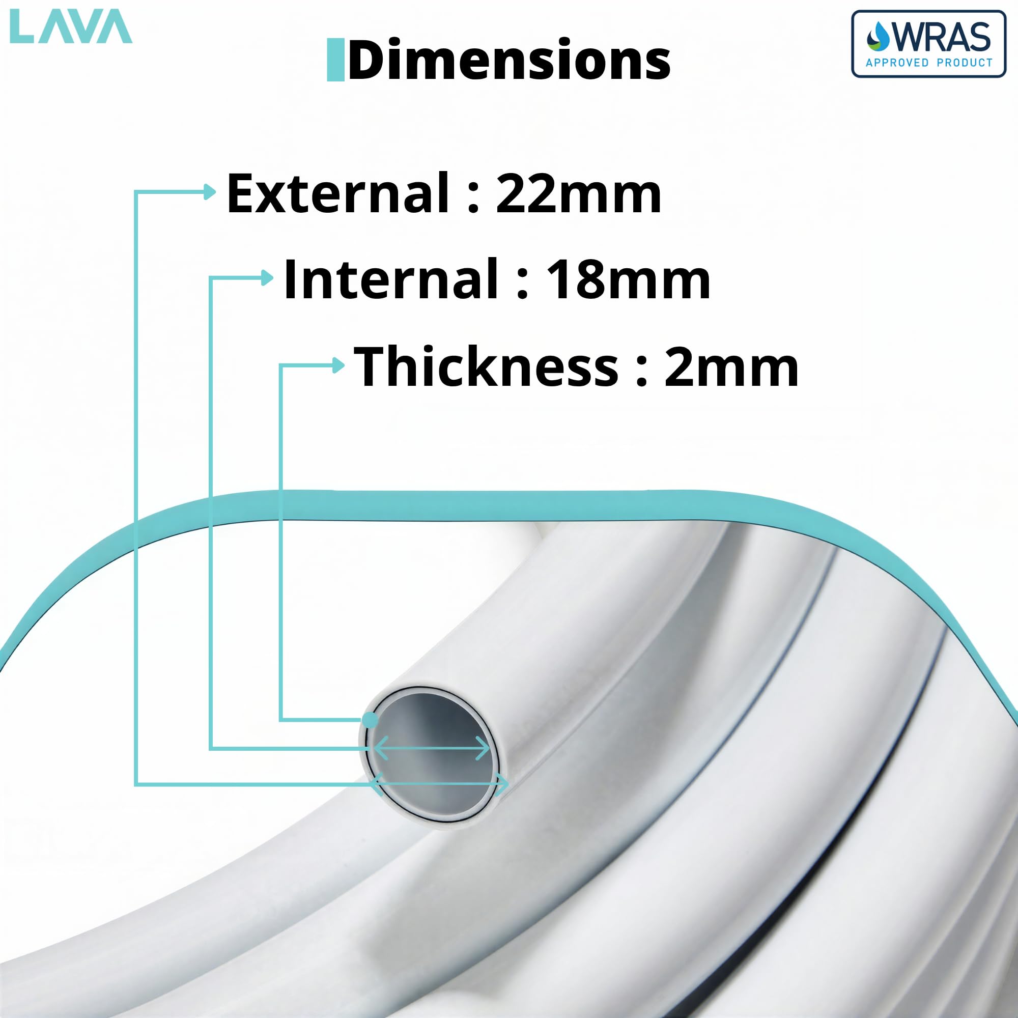 Tubo de barrera PEX de 22 mm, bobina de plástico de 25 m, rollo de fontanería, 25 metros de tubo de plástico de 22 mm, aprobado por WRAS, alternativa a tubería de cobre