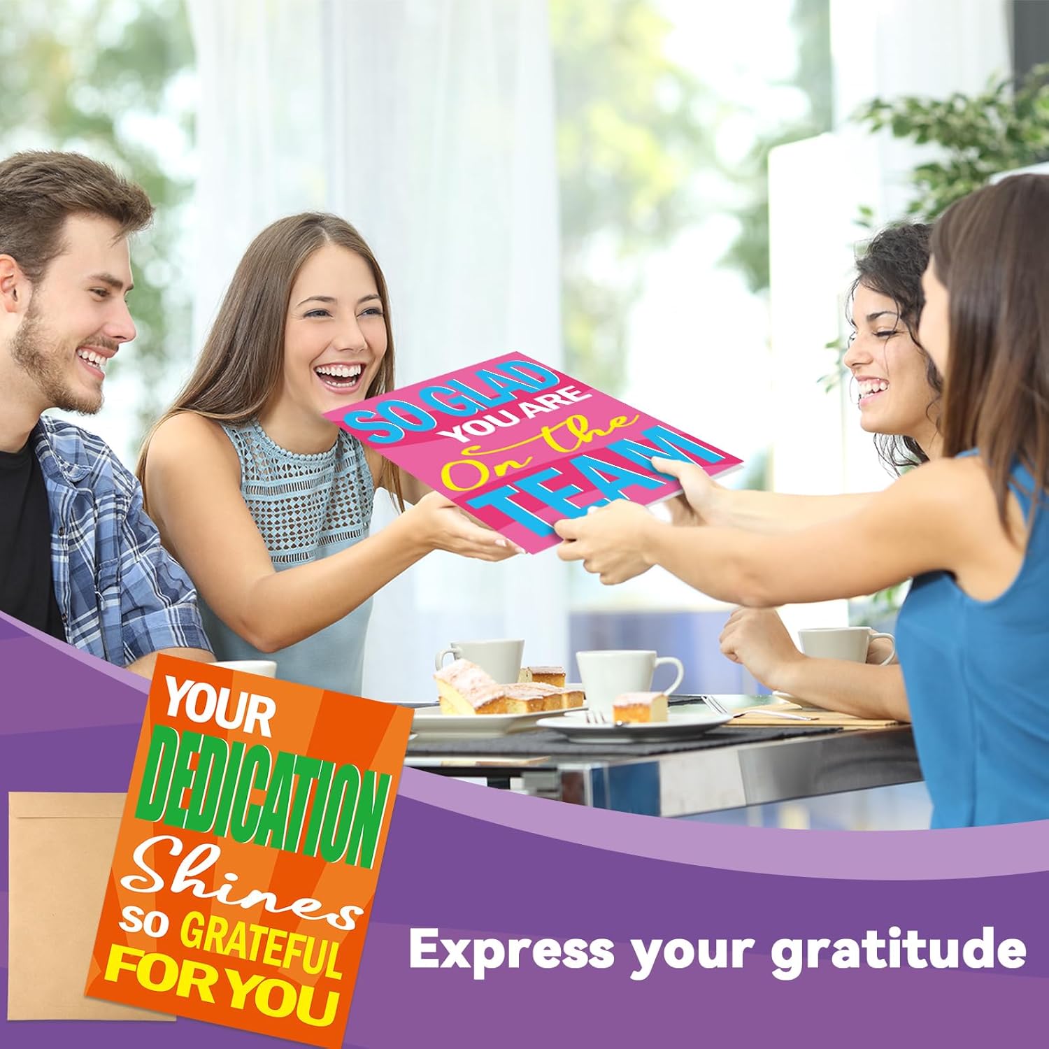 6PCS Large Thank You Cards Big 14 x 21 Inch Employee Thank You Gifts Giant Gratitude Greeting Cards with Envelopes Appreciation Card Thanks for Employee Birthday Thanksgiving Christmas Jumbo Gifts