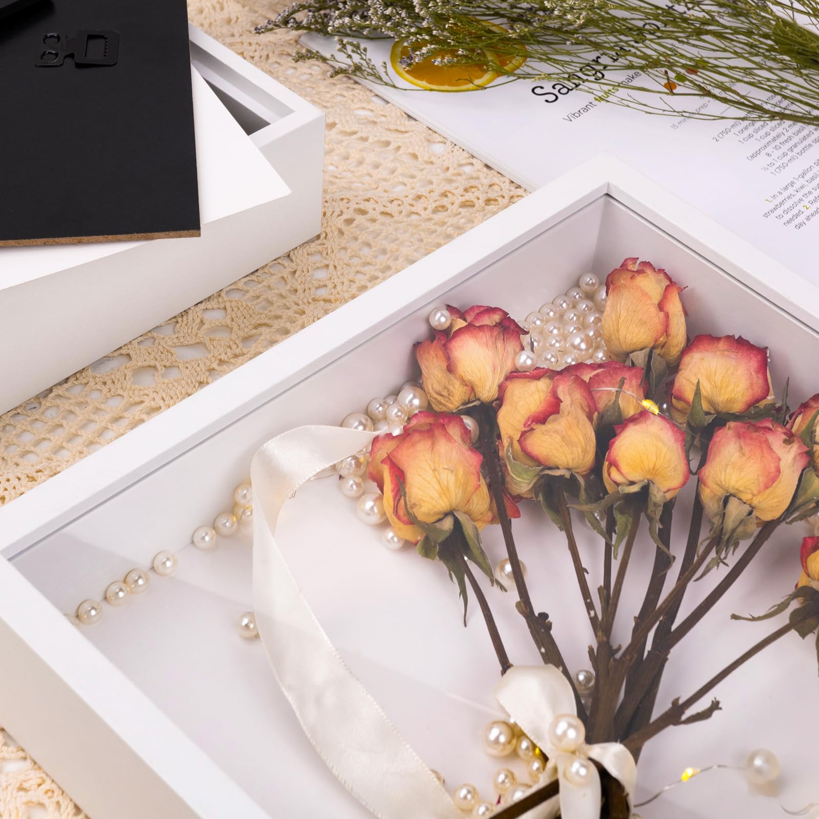 Shadow Box Frame 4Pcs, White Shadow Box 8x10 Suitable for Displaying Dried Flowers, Photos, Handicrafts, Gifts for Birthday, Wedding, Anniversaries, Graduations and Holidays