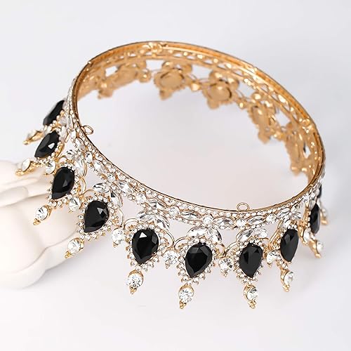 Miniatura 4 de FORSEVEN Corona de reina con diamantes de imitación, coronas y tiaras de boda para mujer, accesorios para el cabello, corona de cumpleaños de