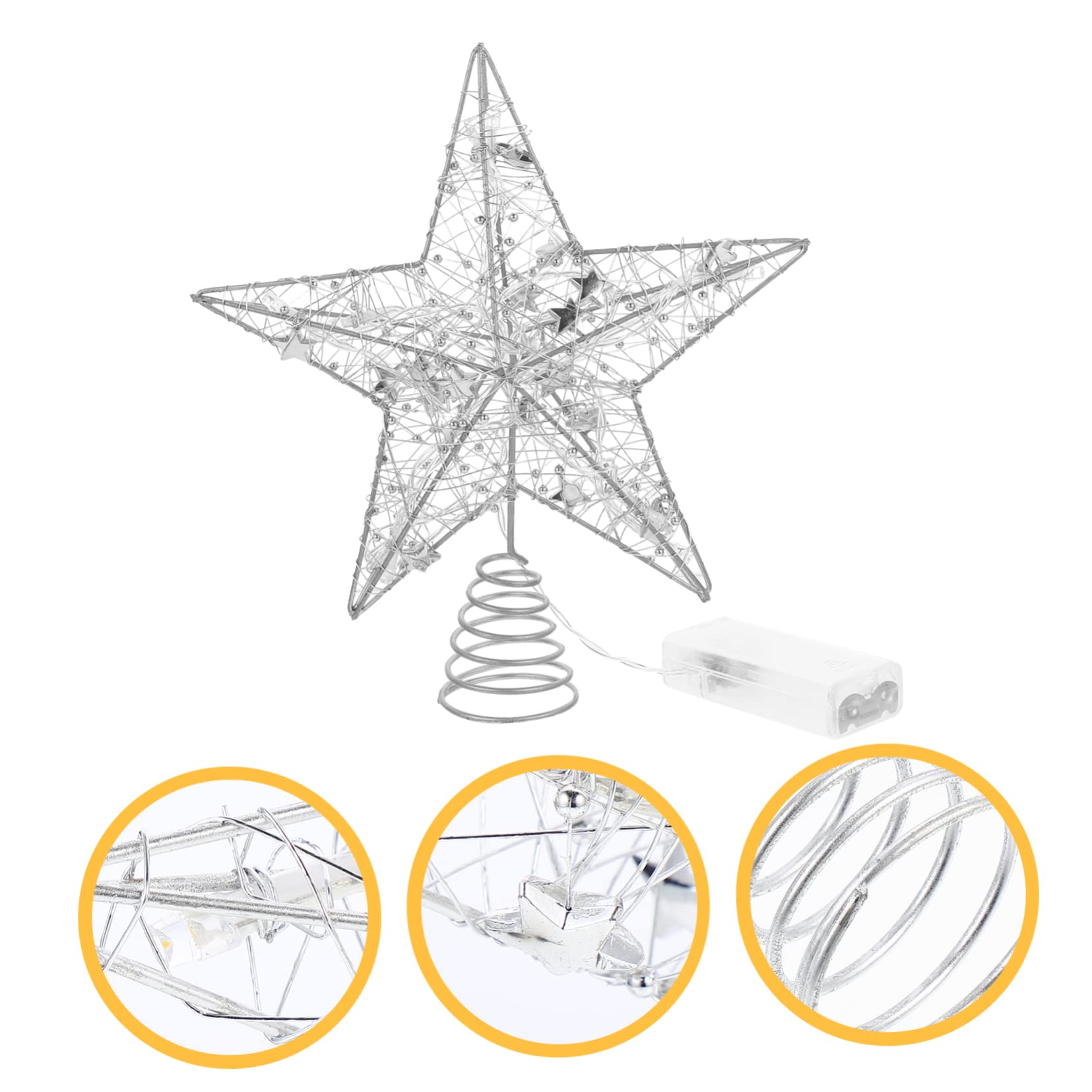 Didiseaon 2pezzi Puntale Albero Di Natale Con Led Forma Di Stella Decorazione Natalizia Elegante Per Alberi Uffici e Negozi Facile Da Installare Aspetto Nobile e Lussuoso