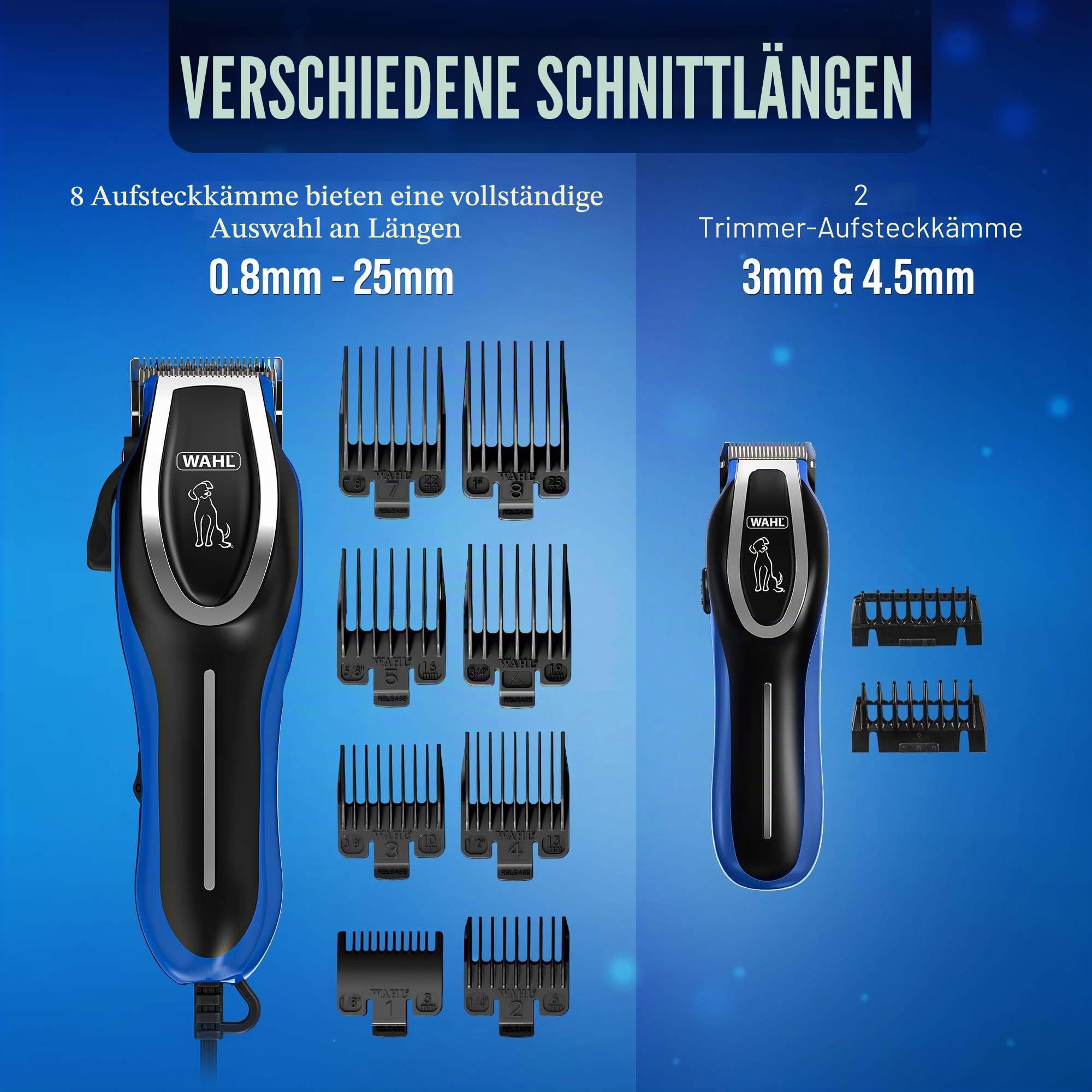 Wahl Komplettes Fellpflege-Hundeschermaschine & Trimmer-Kit, Schermaschine für Hunde, Fellpflege, geräuscharm, kabelgebundene Haustierschneidemaschine, Haustier-Trimmer, Bräutigam-Haustiere zu Hause