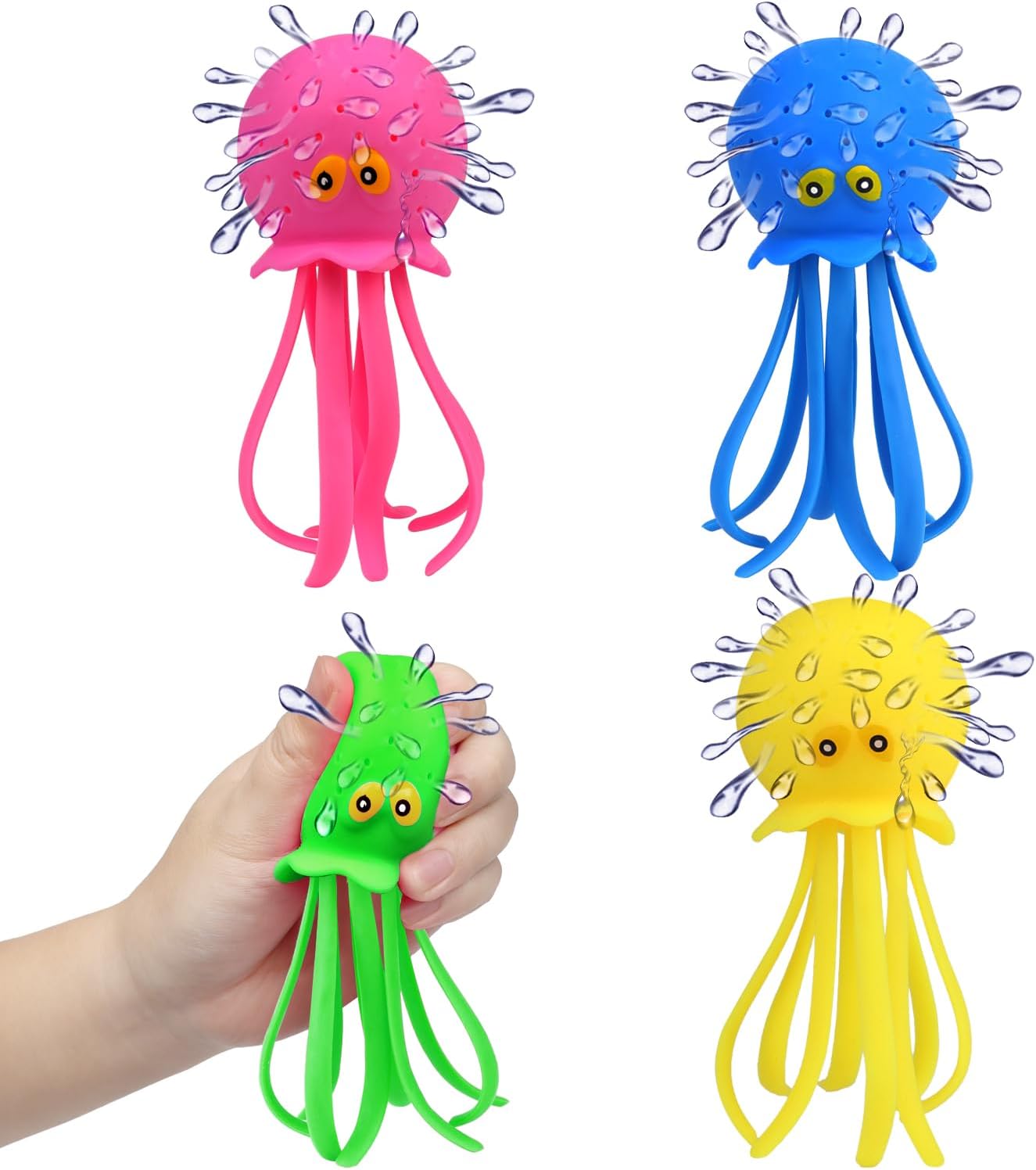 4 PCS Octopus Water Balls, Sensory Stress Relief Floating Pool Toys for Kids, Water Splash Balls Toddler Swim & Bath Toys, Christmas Goodie Bag Fillers for Babies
