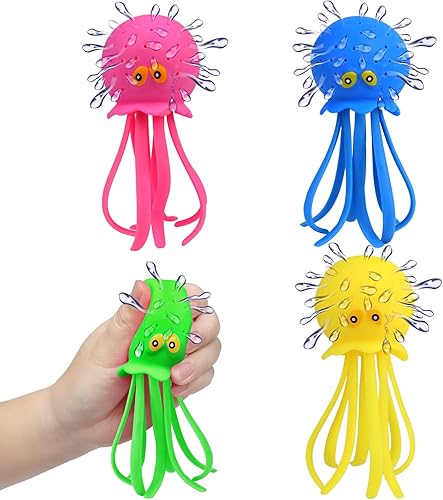 Miniatura 8 de uvitaya - 4 bolas de agua de pez globo, juguetes sensoriales para aliviar el estrés flotantes, juguetes de piscina para niños, bolas de agua para