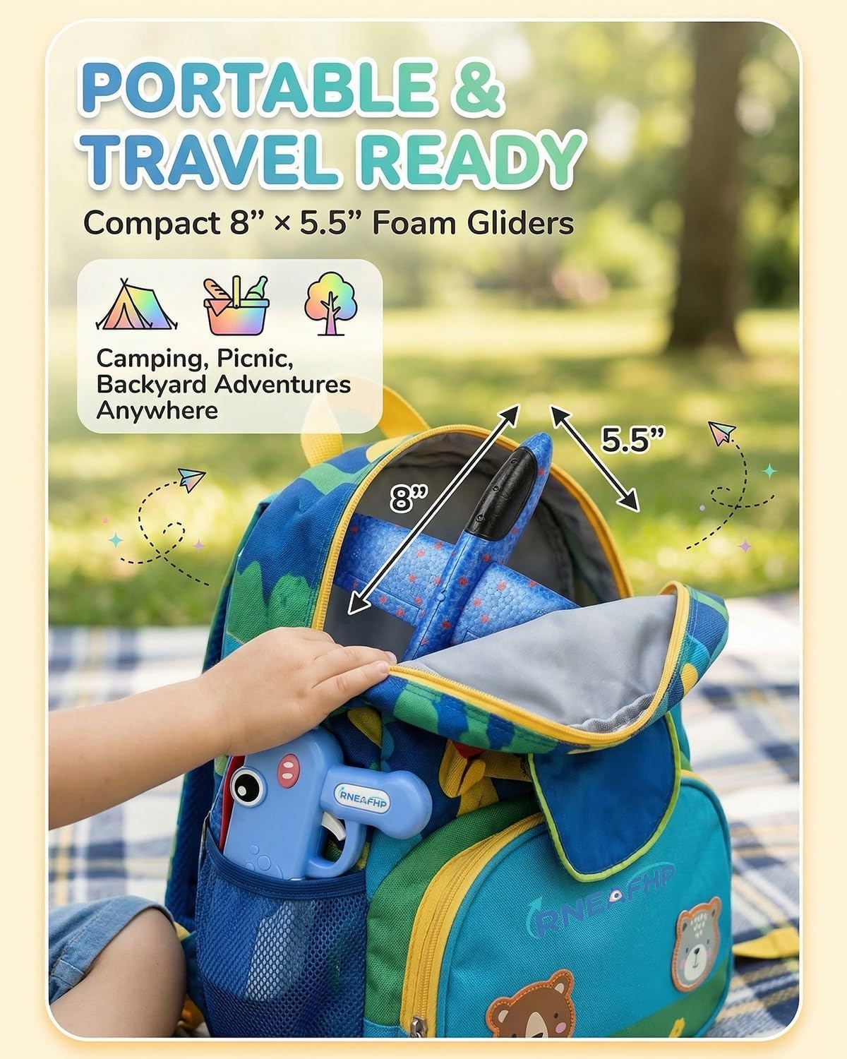 Cute Dinosaur Airplane Launcher Toy, Boxed 8 Inch Foam Glider Plane, Outdoor Flying Catapult Aircraft, Easy Launch Lightweight Long Distance Plane Toy, Birthday Gift for Boys Girls