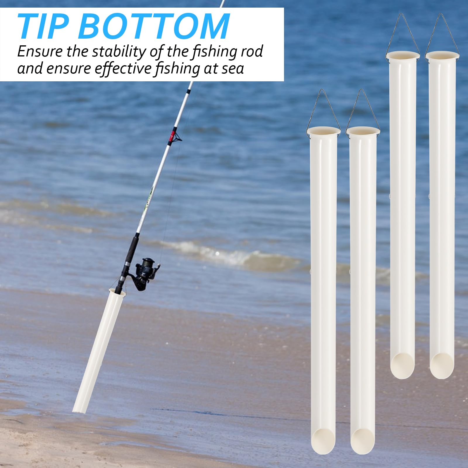 4 Pack 27in Sand Spike PVC Tubular Sand Spike Fishing Rod Holder for Surf Fishing for Beaches, Rivers and Sandy Beaches : Sports & Outdoors
