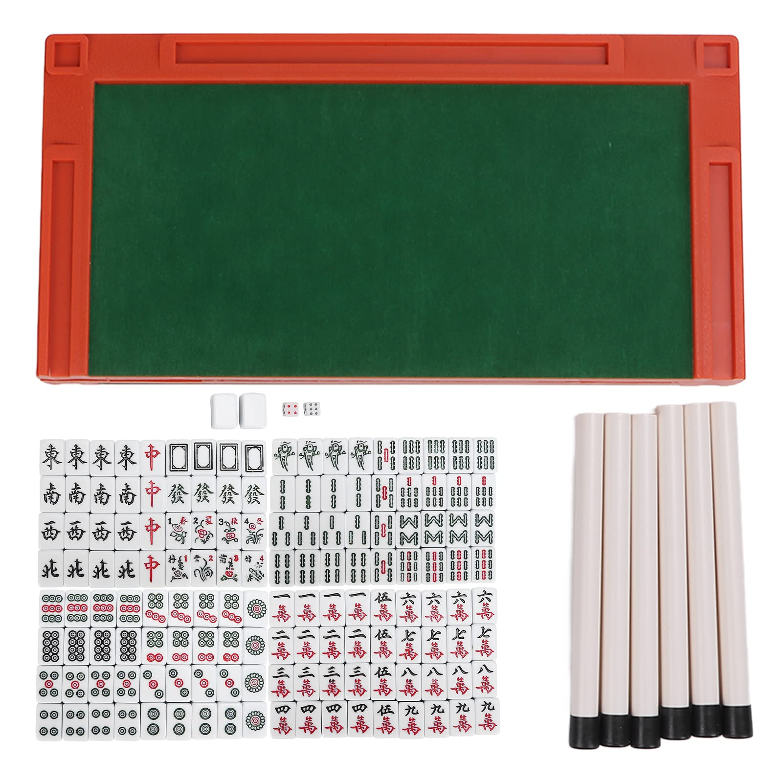 Reise-Mahjong-Set mit Abnehmbarem Tisch, 146 Tragbare, Zusammenklappbare Mahjong-Spiele aus Kunststoff für Zuhause, Outdoor, Reisen, Camping, Picknick