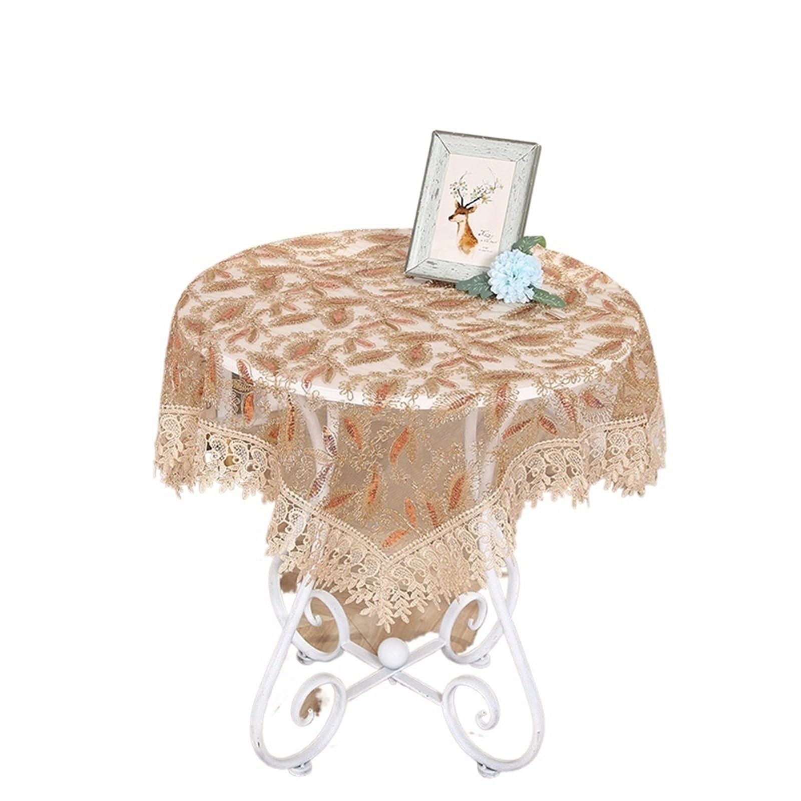 SHENJMAI Vintage Lace Table Lace Embroidery Tablecloth Wedding Party Dining Table Cloth Bedroom Balcony Coffee Small Round Cover Decoration(B 40x90cm)