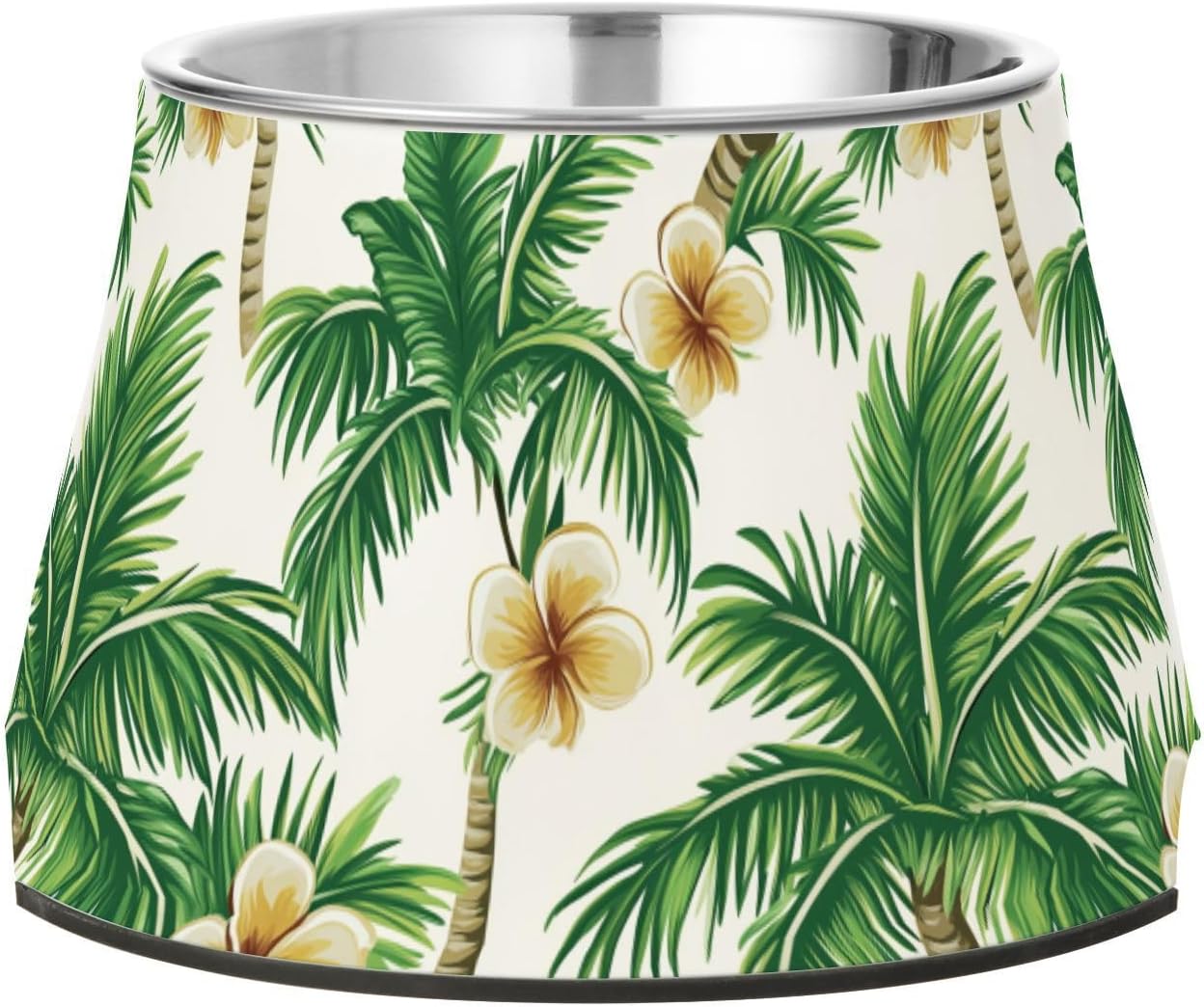 Palm Summer Tree Bowls for Pets with Stand Stainless Steel Pets Basic Bowls for Loving Pet Whisker Friendly