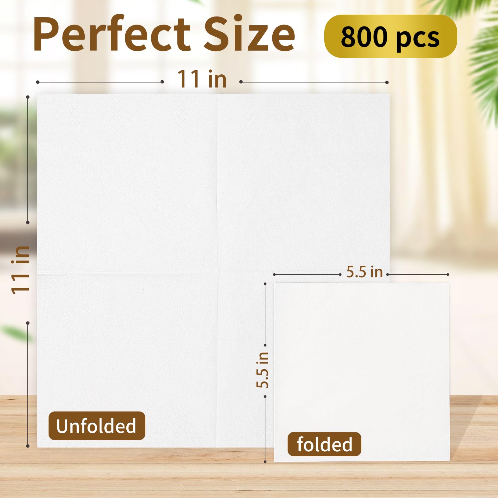 Servilletas de cóctel – 800 servilletas blancas de 2 capas desechables, servilletas de papel plegadas de 4.5 x 4.5 pulgadas, servilletas de bebidas a granel para cena, boda, bar, fiesta y uso