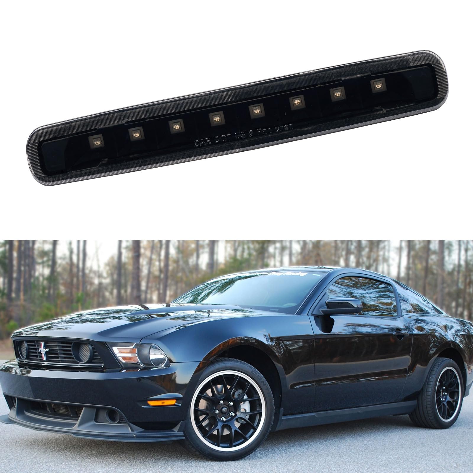 Third 3rd Brake Light LED for 2005-2009 Ford Mustang, High Mount Rear Brake Lights Assembly for 05-09 Ford Mustang, Waterproof Center Cab Lamp Stop Light (Black)