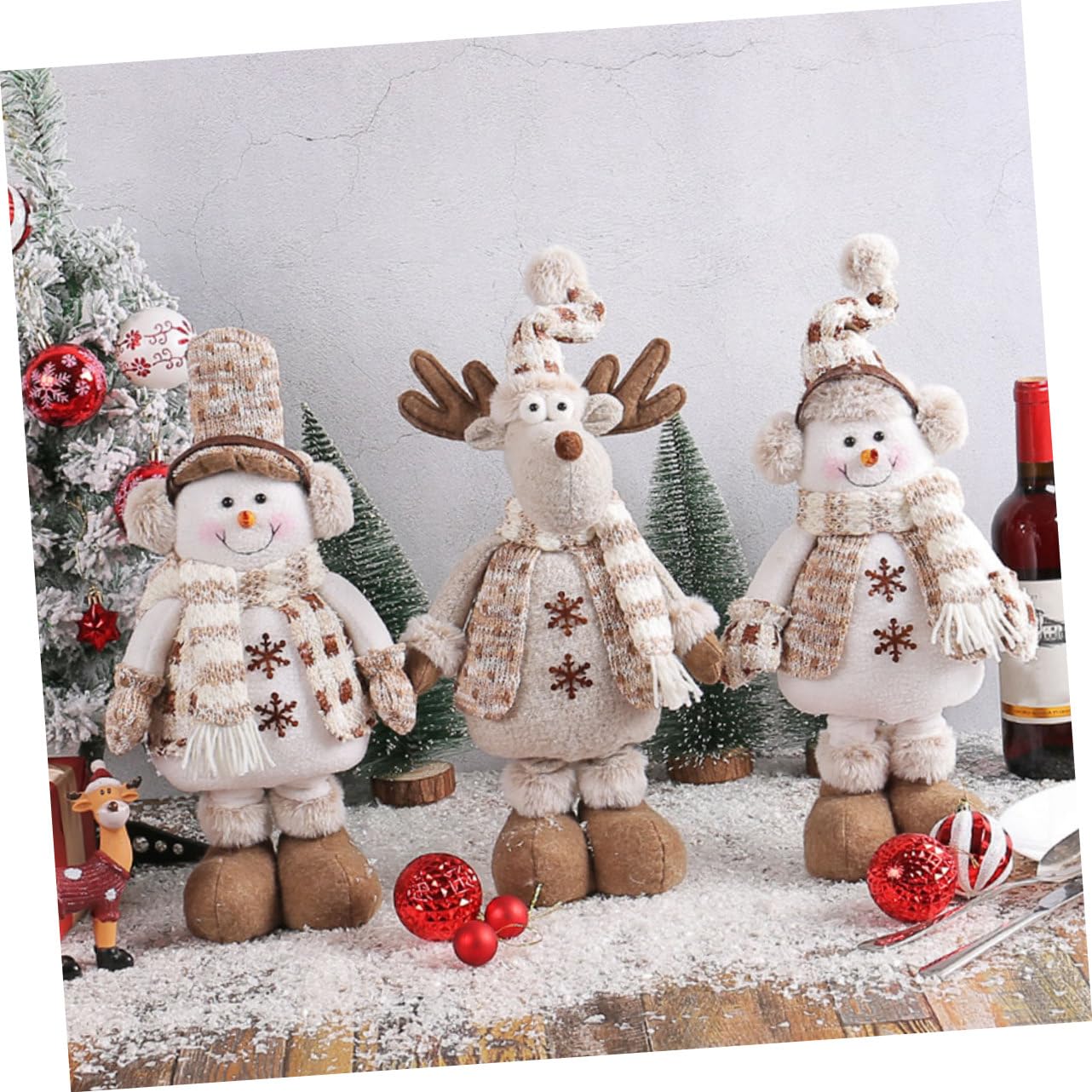Zerodeko Statuetta Natalizia a Forma di Renna Cappello a Punta in Stoffa e Cotone Pp, Decorazione da Tavolo Creativa e Calda per Arredamento Casa e Bar a Tema Natale