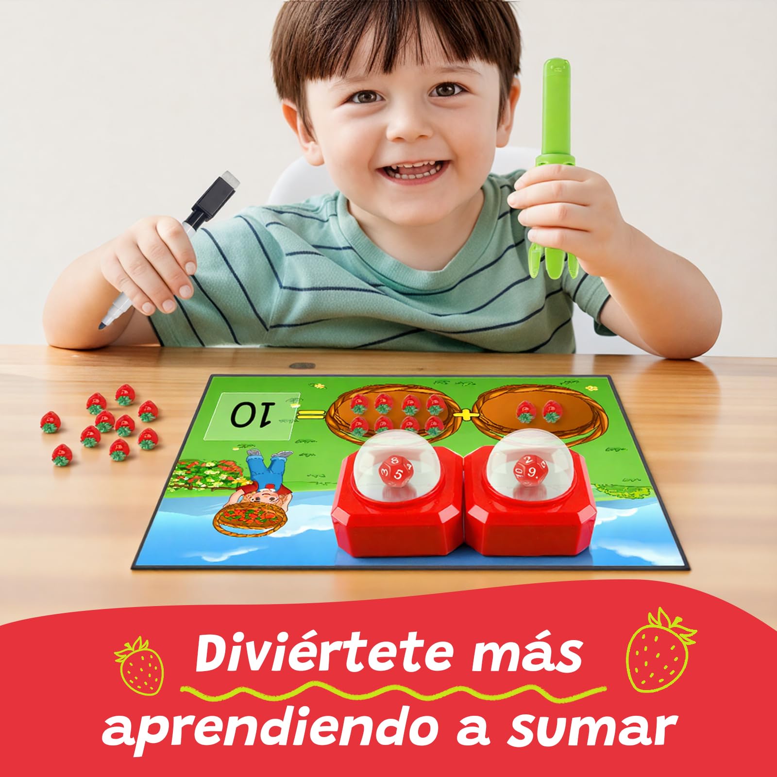 Broytain Juegos de mesa de matemáticas para niños con poppers de dados, juguetes educativos para contar, sumar y restar, juegos de motricidad fina, juegos de dados para jardín de infantes y hogar