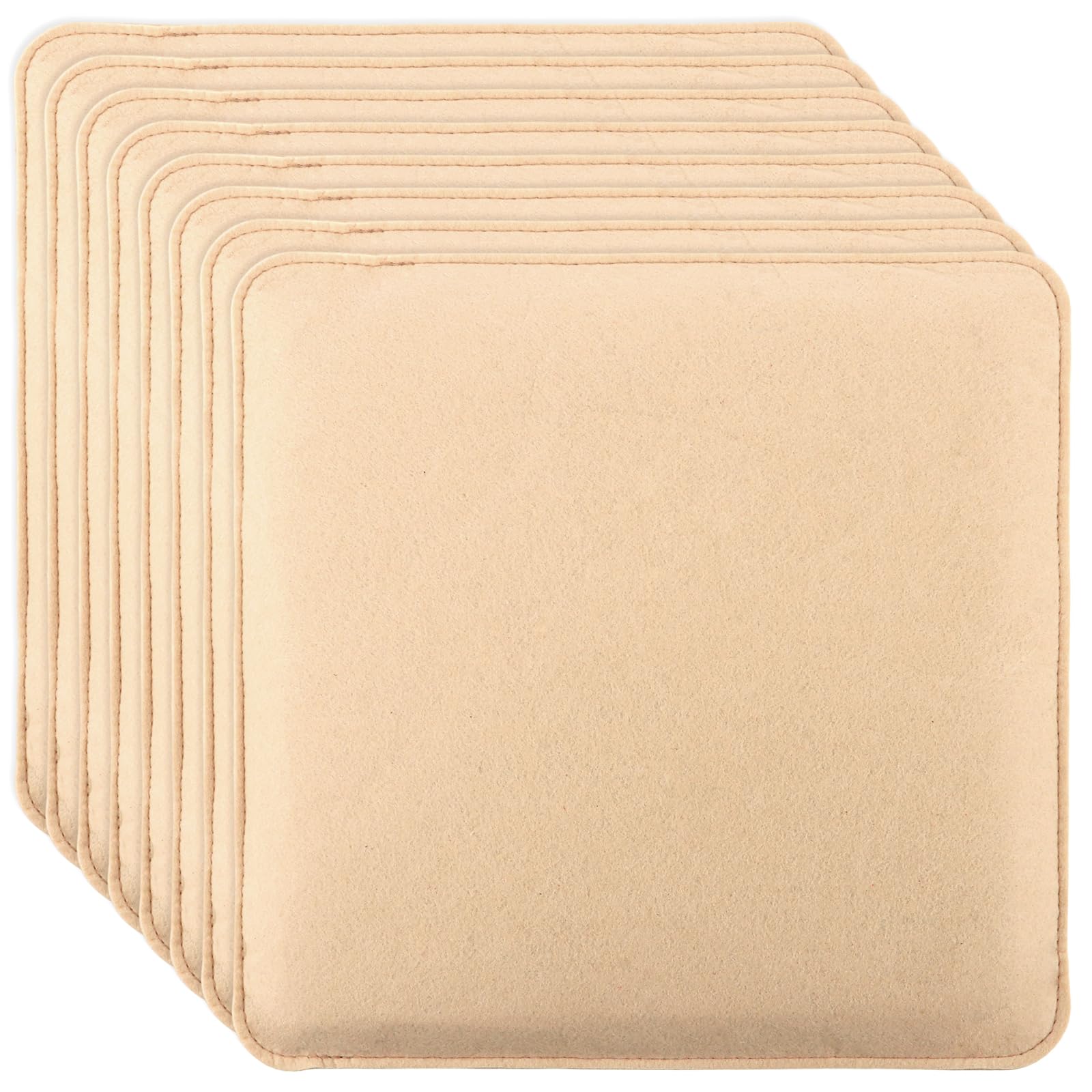 Cojines de fieltro antideslizantes para sillas, pack de 8 asientos rectangulares 35 cm beige