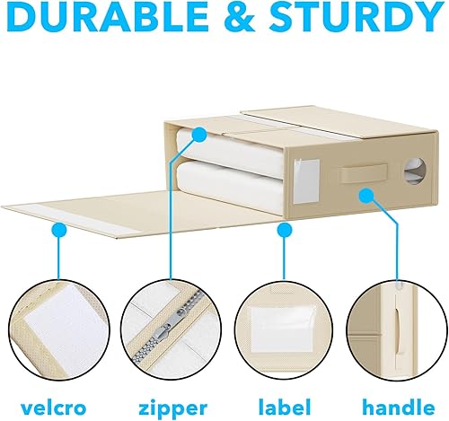 Miniatura 6 de Paquete de 4 organizadores de sábanas y almacenamiento, organizador de carpetas de sábanas para armario de lino, juego de sábanas plegables XL