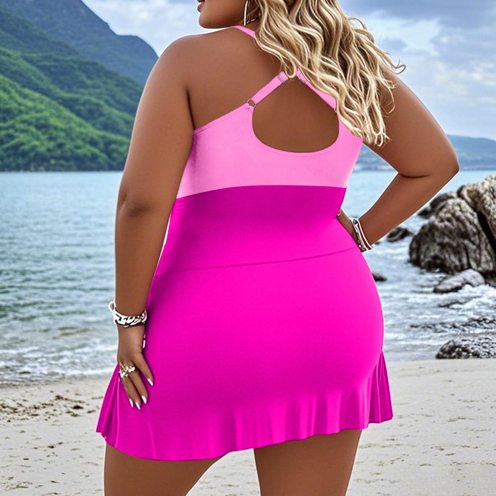 Bañador Mujer Talla Grande Reductor Casual Elegante Piscina Playa Surf