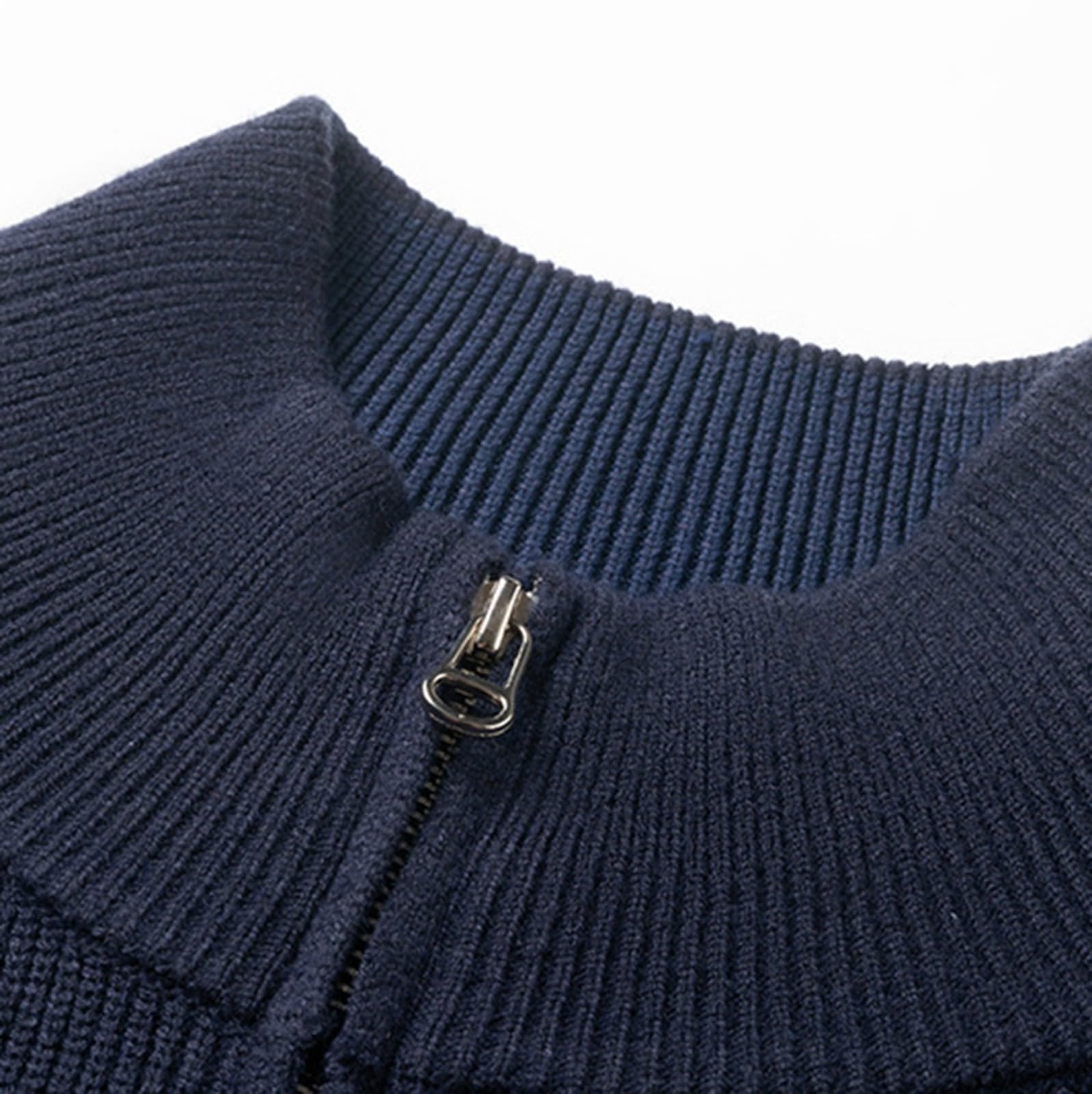 Jersey para hombre con cremallera completa, cuello alto, abrigo térmico de fácil cuidado, súper suave y cómodo, abrigos de manga larga, puños elásticos, plegable, ropa de punto de punto, ocio, golf