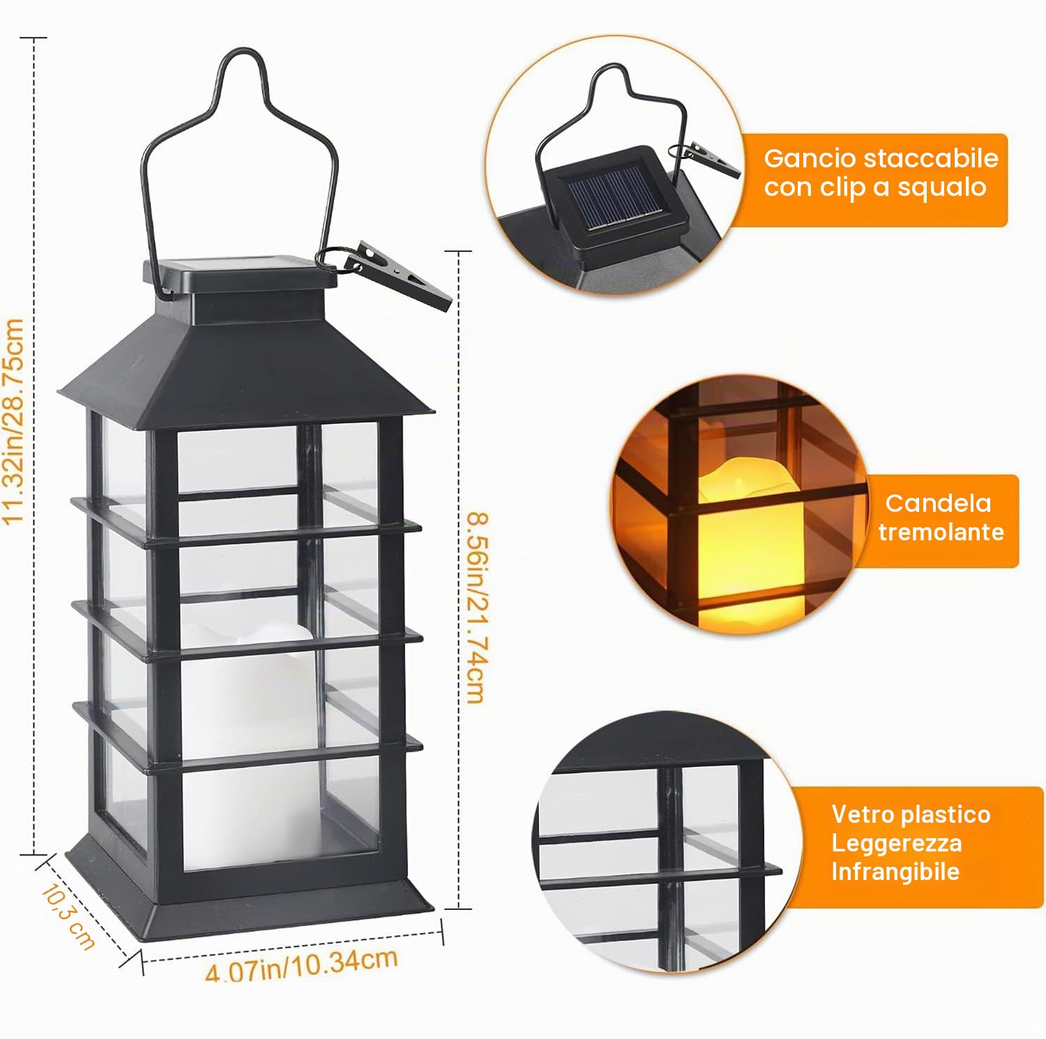 Lanterne Solari da Esterno 2 Pezzi Lanterne Solari da Giardino, Luci Solare da Appendere IP44 Impermeabile Lampade Solare da Esterno per Patio Terrazza Cortile Decorazioni