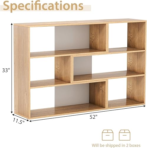 Miniatura 3 de Tangkula Estantería de 6 cubos, 2 piezas separables en el suelo, estantería horizontal abierta, estante de almacenamiento multifuncional para sala