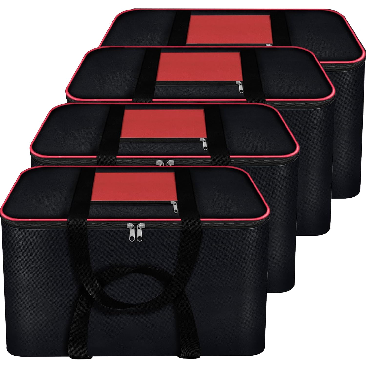 RENVA 4 PCS Underbed Storage Bags Foldable Clothes Bag Large Capacity Storage Containers with Clear Window Reinforced Handles Organizer for Comforters Blankets Bedding (Retro, 4, count)