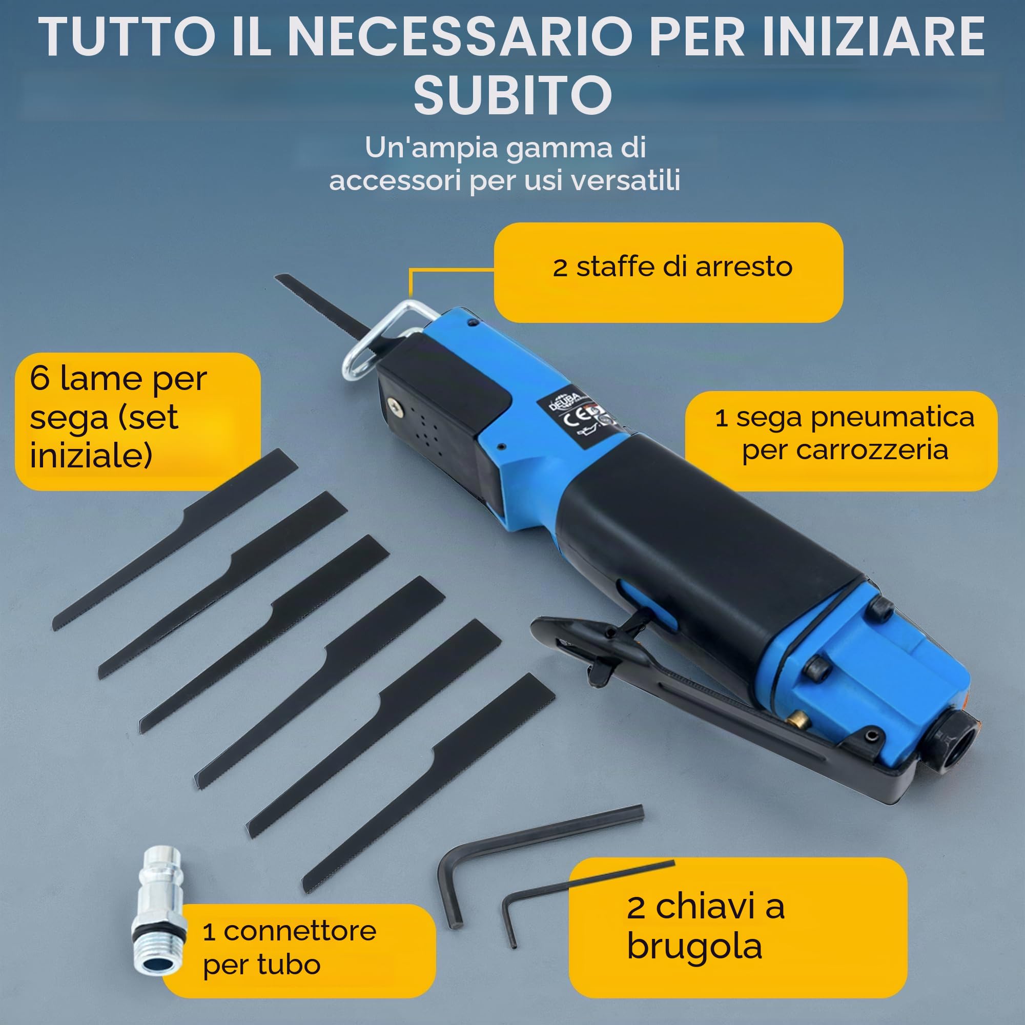 Monzana Sega Aria Compressa per Carrozzeria 6 Lame 10.000 giri/min Impugnatura Gommata Bricolage