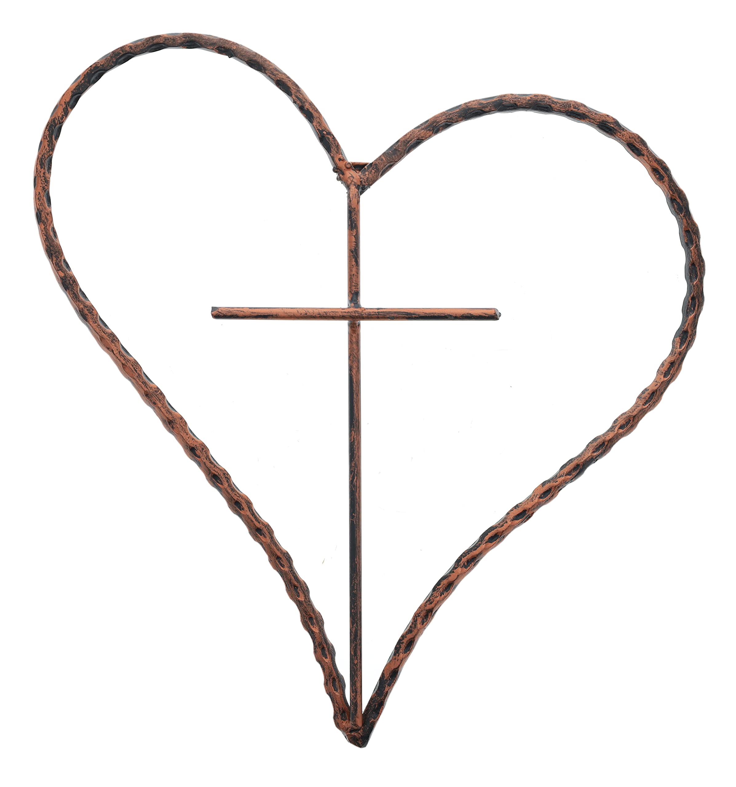 Top Brass Metal Heart/Cross Wall Decor - 12