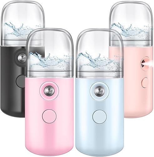 4 piezas Nano Facial Mister Handy Nano Mist Spray 1.0fl oz tanque de agua visual portátil mini USB Nano Mister para extensiones de pestañas, cuidado