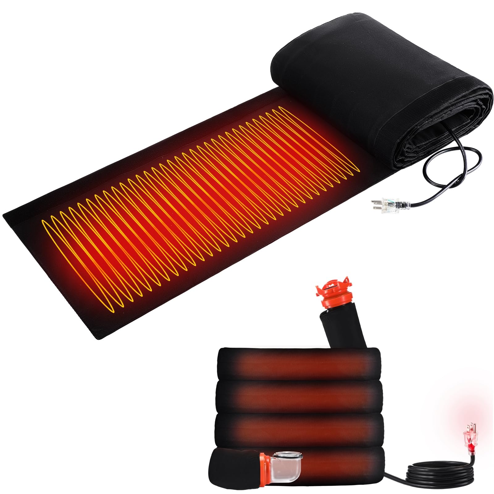 Glooglitter 10 ft RV Heated Sewer Hose Cover RV Sewer Hose Kit -20°F Rvs Heated Waste Discharge Hosepipe, Heating Sleeve for Rvs Camper Accessories, Not Including Hosepipe(Black)