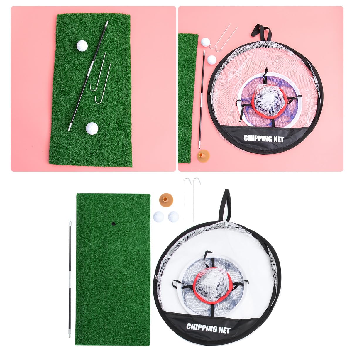 Hemobllo Red de Práctica de Chipping Portátil para Golf Jaula Emergente Plegable de Metal y Red Resistente Tapete de Astillado para Interior y Exterior Ayuda Formación y Precisión de